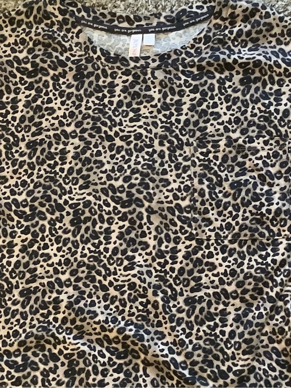 You Are Gorgeous Leopard Print Tee - Black and Cream. - Picture 2 of 5
